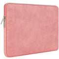 RAINYEAR 15 Inch Laptop Sleeve PU Suede Leather Case Padded Cover, Coral