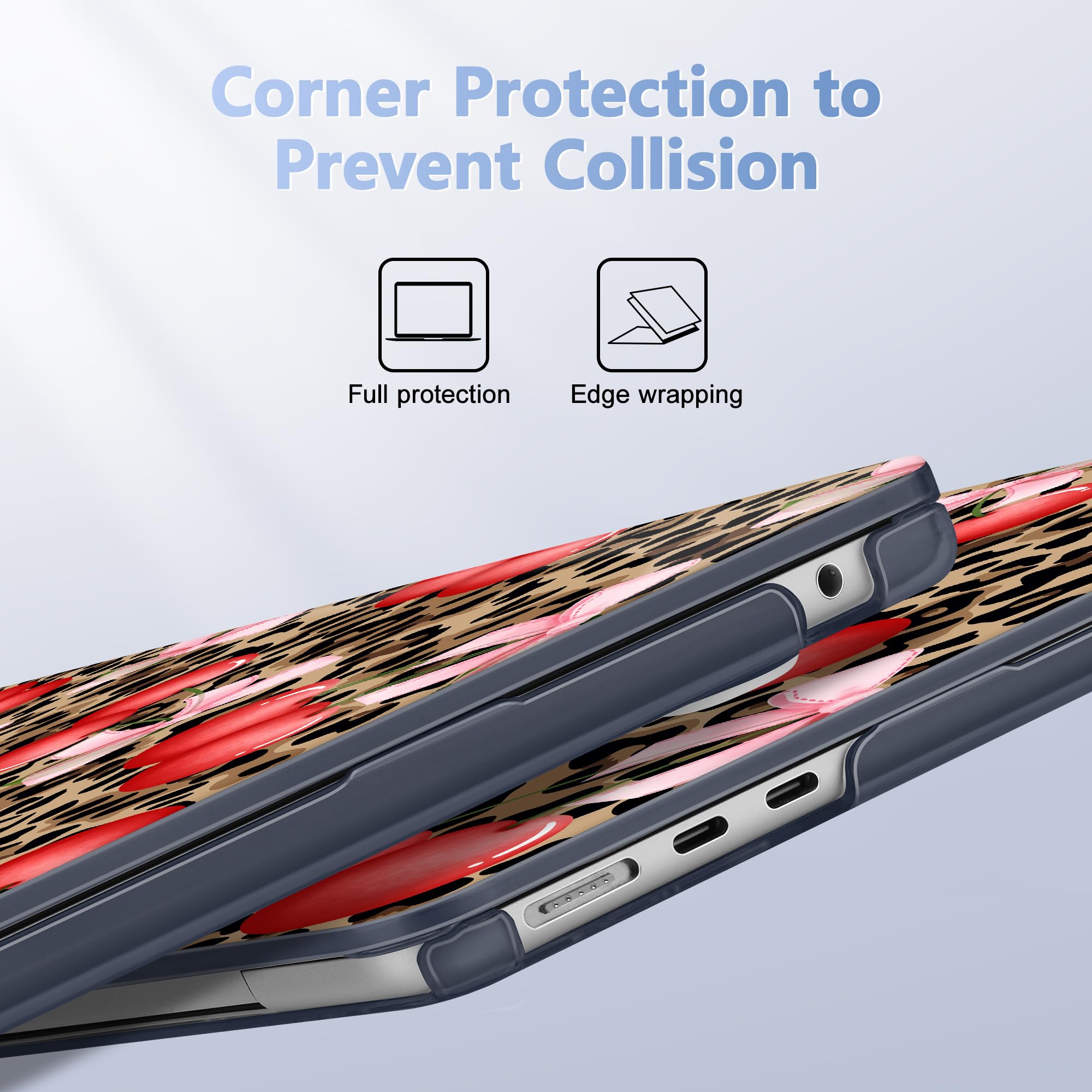Lepeoac Case for 2026/2025/2024/2023 MacBook Air 15-inch Laptop Release M5 A3448 /M4 A3241 /M3 A3114 /M2 A2941, Stylish Protective Hard Shell Cover for MacBook Air 15.3 inch, Leopard Cherry