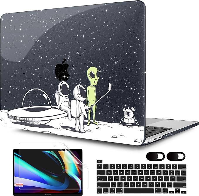 MEEgoodo Case for MacBook Pro 13 inch, Hard Shell Case with Keyboard & Camera Cover, Compatible with 13 inch MacBook Pro A2338 M2/M1 A2251 A2289, Astronauts & Alien Theme