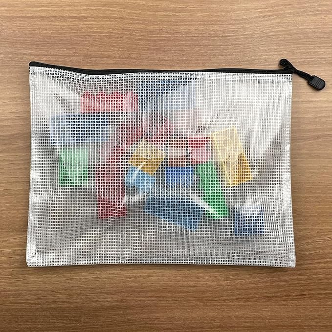 Mesh Zipper Pouch Bags, Zipper Bags for Organizing Storage, Waterproof Zipper Pouches, Letter Size, File Bags for School, Toys, Puzzle, Board Games and Office Supplies (Color, 9"x 12")