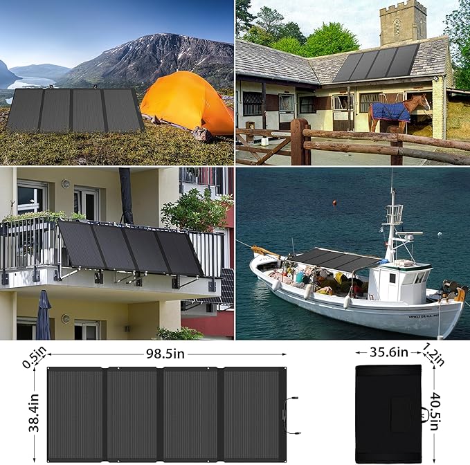400W 42V ETFE Portable Solar Panel, IP68 Waterproof Foldable 24% High Conversion, Ultra-Light Solar Charger for Power Station RV Camping Off Grid