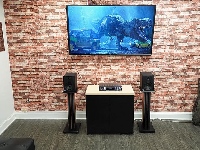 Rockville SS28D Premium 28" Dark Wood Speaker Stands, Solid MDF, Dual Top Plates, 100Lb Capacity, Stable Base for Home Theater & Hi-Fi Audio