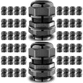 QILIPSU 50pcs M25L Long Thread Cable Gland Waterproof IP68 Nylon Strain Relief Cord Grip Cable Pass Through Wire Connector