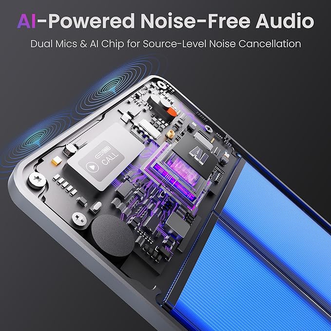 AI Voice Recorder, Note Voice Recorder - Transcribe & Summarize, AI Noise Cancellation Technology, Supports 118 Languages, 64GB Memory APP Control Audio Recorder (LightSilver)