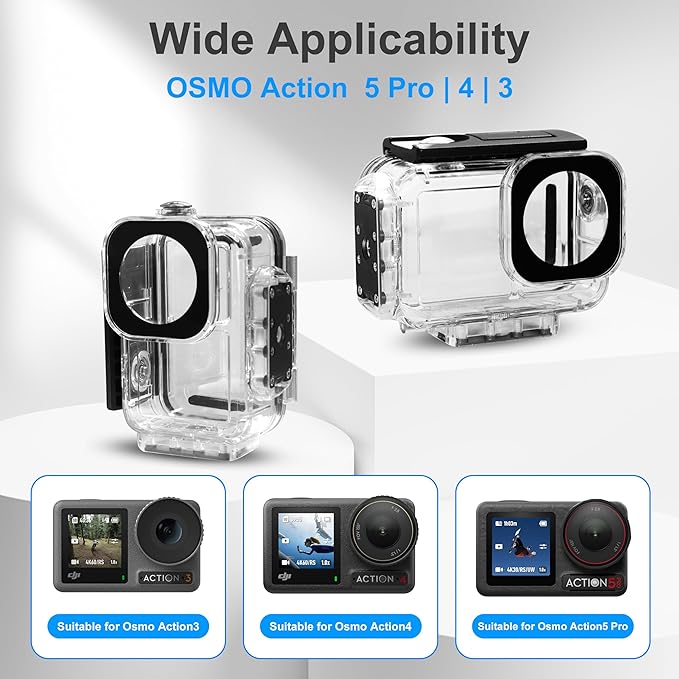 FitStill 196FT/60M Underwater Waterproof Case with Magnetic Quick Release Interface Compatible with DJI Osmo Action 5 Pro Action 4 Action 3,Protective Cover Invisible Diving Action Shell Accessory Kit