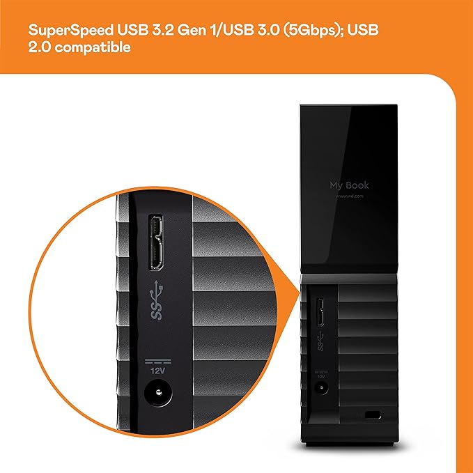 WD 26TB My Book Desktop External Hard Drive, USB 3.0, External HDD with Password Protection and Auto Backup Software - WDBBGB0260HBK-NESN