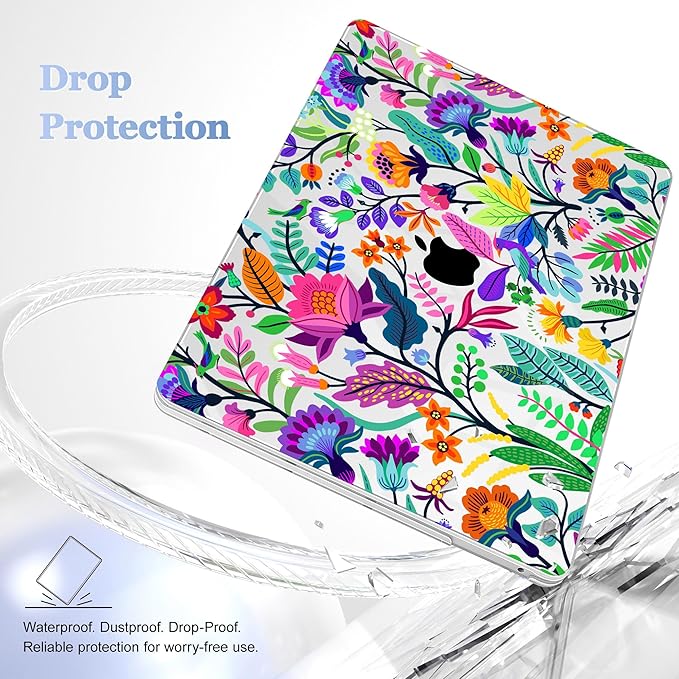 May Chen Compatible with MacBook Pro 13 inch Case 2022 2021 2020 Release Models A2338 M2 M1 A2251 A2289, Plastic Hard Shell Case Keyboard Cover for Mac Pro 13" with Touch Bar & Touch ID, Floral Leaves