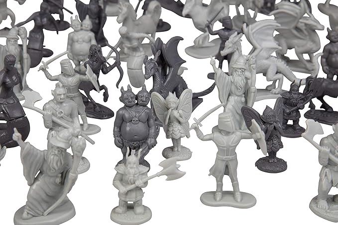 Monster Fantasy Creature Mini Action Figure Playset - 98pcs Toy Miniatures w 14 Unique Designs - Dragons, Wizards, Orcs, & More- XL 1/32 Scale Compatible with Dungeons and Dragons and Other RPG Games