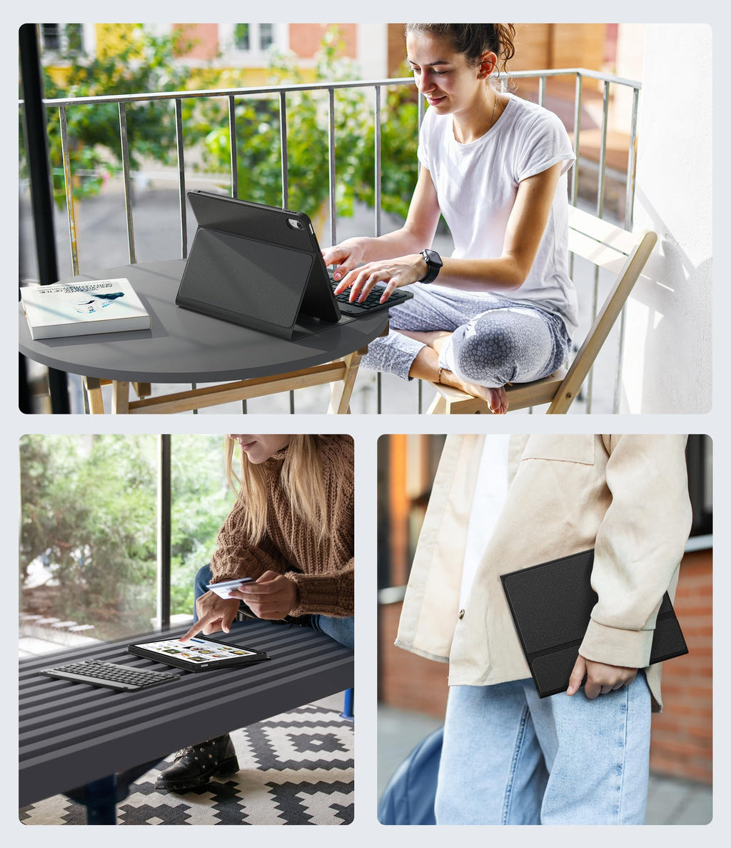 CHESONA Keyboard Case for iPad A16 11th/10th Gen, Black