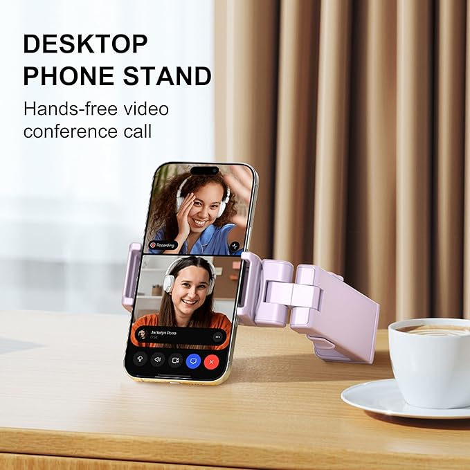 Perilogics 2025 Upgraded Travel Essentials Must Have Airplane Phone Holder Mount. Improved Ergonomic Lever, Perfect for Long Flight, Cruise, Desk, Travel Gift for Content Creator (Lavendar)