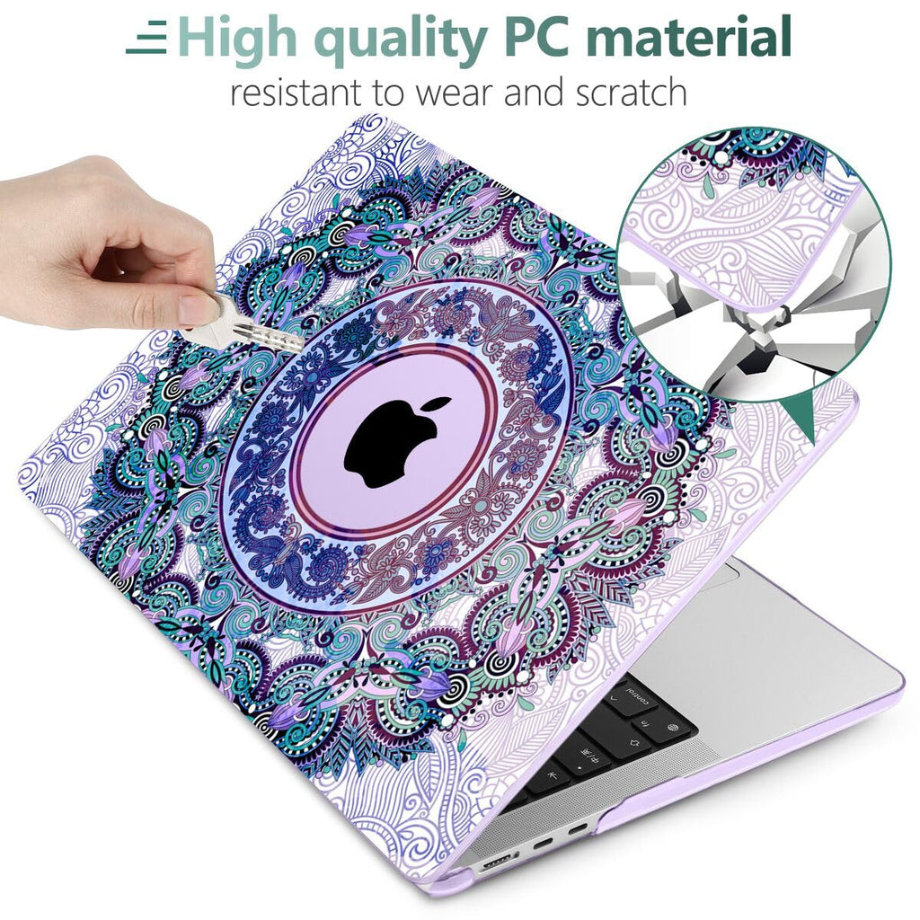 TWOLSKOO for MacBook Air 15 inch Case 2026 2025 2024 2023 Release M5 A3448 M4 A3241 M3 A3114 M2 A2941, Plastic Hard Shell & Screen Protector & Keyboard Cover & Trackpad Film, Purple Mandala