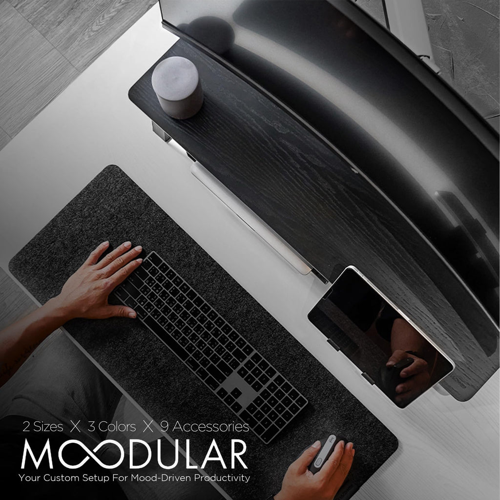 ULTRARM Moodular Wooden Monitor Stand Desk Organizer, Standard 33.4" Black