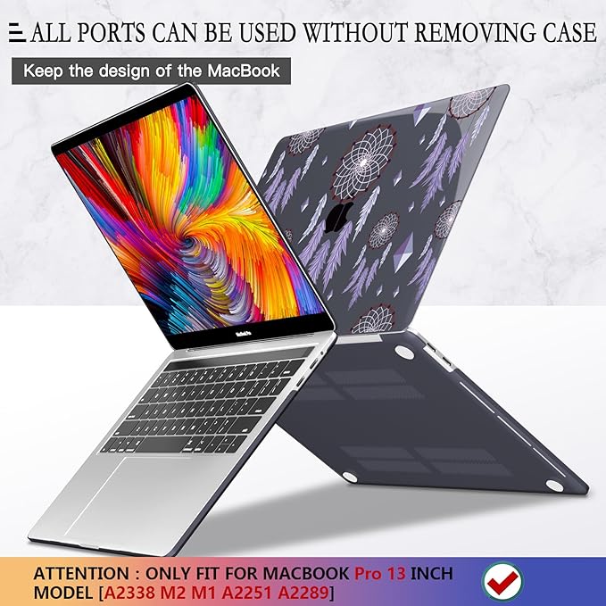 CISSOOK Compatible with MacBook Pro 13 inch 2025-2016 Release M2 M1 Chip A2338 A2251 A2289 A2159 A1989 A1706, Plastic Hard Shell Cover for MacBook Pro 13 with Touch Bar, Dream Catcher