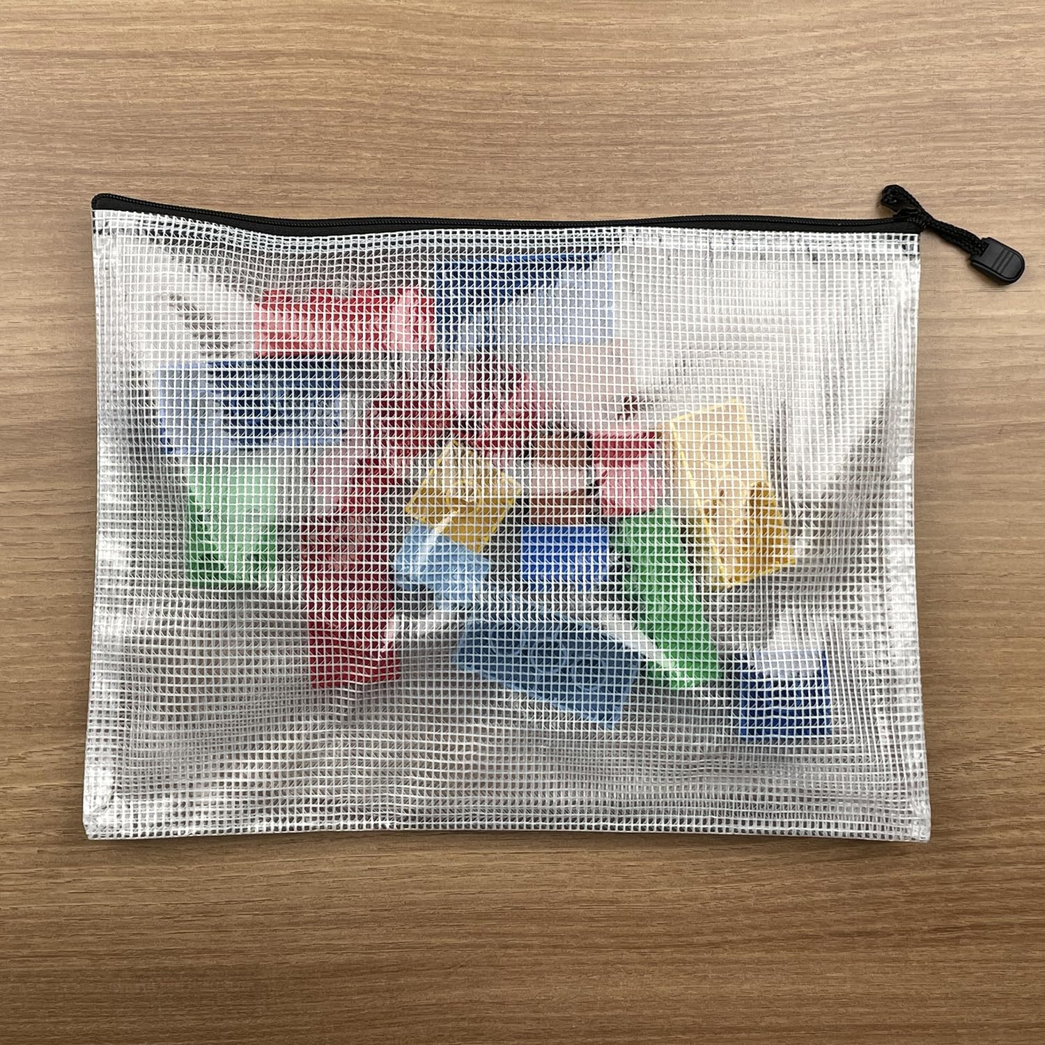 Oaimyy-16Pcs, 7" x 11" inches Mesh Zipper Pouch, Plastic Zip File Folders Puzzle Bags for Organizing,for Office Supplies,Travel,Home Storage-Multicolor