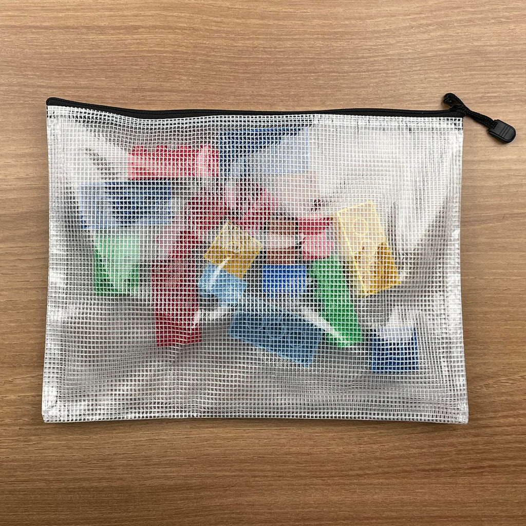 Oaimyy-8"x10"-15 Pcs-Plastic Mesh Zipper Pouch Document Folders Bag Zip File Bags for Office Supplies,Home,Travel Storages,Puzzle Board Games Storage,Organizing Classroom-(Black)