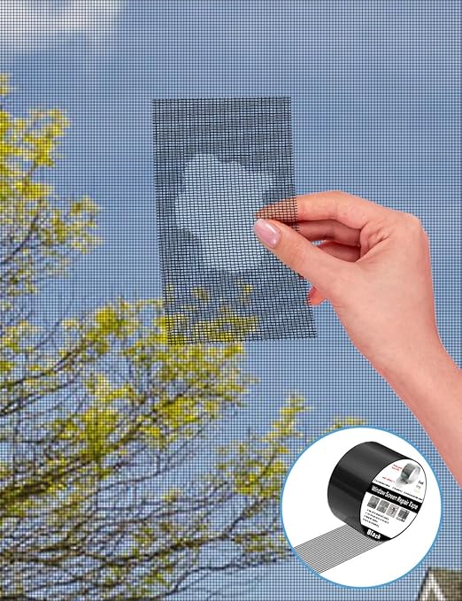 Wohohoho Window Screen Repair Tape, 2 in X 20 FT (240IN) Black Screen Patch Repair Kit, 3-Layer Strong Adhesive Invisible Screen Tape Mesh Repair for Windows, Doors Garage Mosquito Net Magnetic Screen