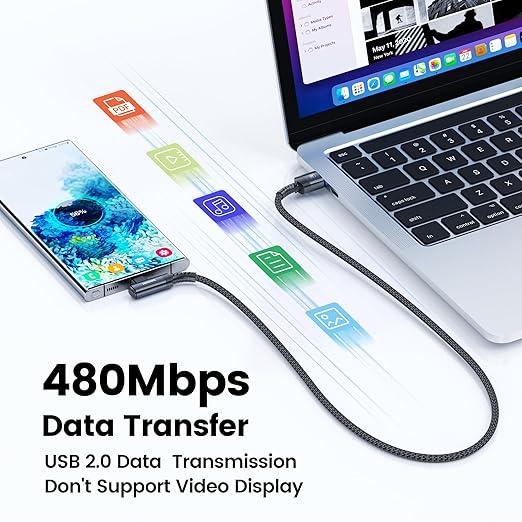 USB to USB C Cable [10ft, 2Pack ] USB A to Type C Right Angle Charger Cord 90 Degree Braided Fast Charging for iPhone 16/15/15 Plus/15 Pro/15 Pro Max/Samsung Galaxy S10 S10+, A15 A25, LG V30, Switch