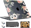 TWOLSKOO Compatible with M4 MacBook Air 13.6 inch Case 2025-2022 Release M4 A3240 M3 A3113 M2 A2681, Plastic Hard Shell & Keyboard Cover & Type C Adapter & Screen Protector, Rose Flower