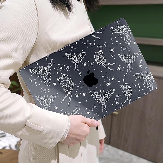 MEEgoodo Case for MacBook Air M4/M3/M2 13.6 inch 2025 2024 2022, Fit Model A3240 A3113 A2681, Compatible with MacBook Air 13 inch, Laptop Hard Shell Case with Keyboard Cover, Butterflies & Space