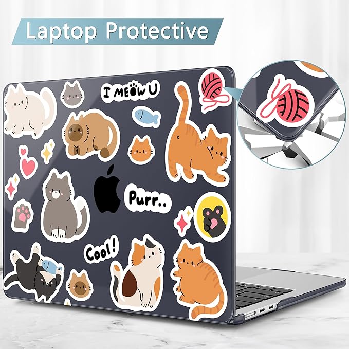 May Chen for MacBook Air 13.6 Inch Case 2025/2024/2023/2022 Release (Model A2681 A3113 A3240, M2 M3 M4 Chip) – Hard Shell Laptop Cover with Keyboard Cover & Screen Protector，Cat Sticker Print