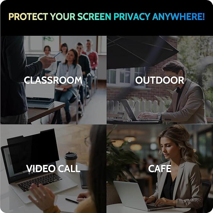 Magnetic Laptop Privacy Screen 16"&16.1" for 16:9 Computer Monitor, Removable Anti Glare Protector Blue Light Filter Shield Compatible with Lenovo Hp Dell Acer Asus Thinkpad Envy Xps