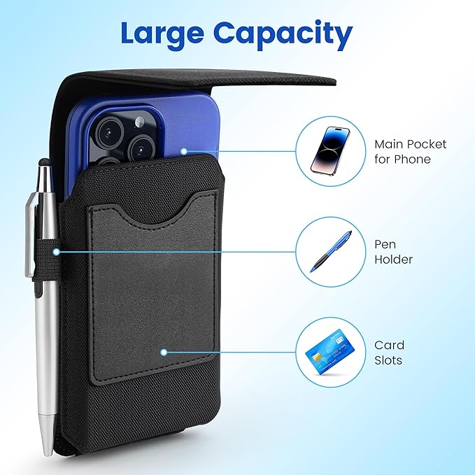 Mopaclle Vertical Nylon Phone Holster with Belt Clip for Galaxy S25/S24/S23/S22 Ultra, Note 20 Ultra, A56, F36 Series – Rugged Cell Phone Belt Holder Fits with Case On, for Men Women Outdoor Work