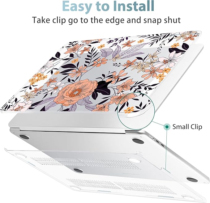 May Chen for MacBook Air 13.6 inch Case A3240 M4 A3113 M3 A2681 M2 with Retina Dispaly, 2025 2024 2023 2022 Release, Plastic Hard Shell Case with Screen Protector & Keyboard Cover, Elegant Floral