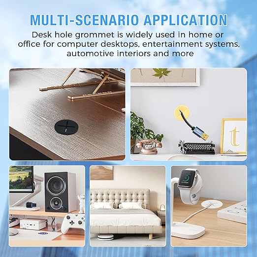 Desk Grommet, 1 in 25 mm Silicone Rubber Grommets, White Desk Hole Cover for Cables, Flexible Wall Cord Pass Through Grommet for Office Table Computer Home Furniture Wire Organizer-15 Pcs