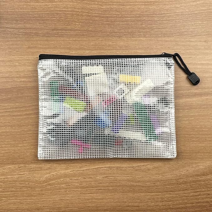 Oaimyy-4 x 6-20 Pcs-Plastic Mesh Zipper Pouch Document Folders Bag Zip File Bags for Office Supplies,Home,Travel Storages,Puzzle Board Games Storage- (Black)