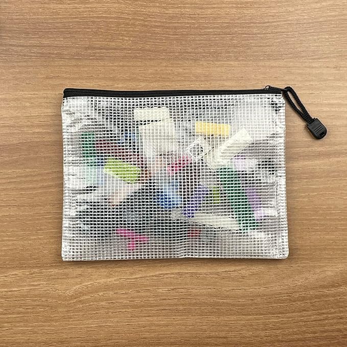 Oaimyy-16 Pcs-3"x 5"-Plastic Mesh Zipper Pouch Document Folders Bag Zipper Zip File Folders Puzzle Storage Bags for Office Supplies, Travel,Puzzles Games Organizing Storage-Multicolor