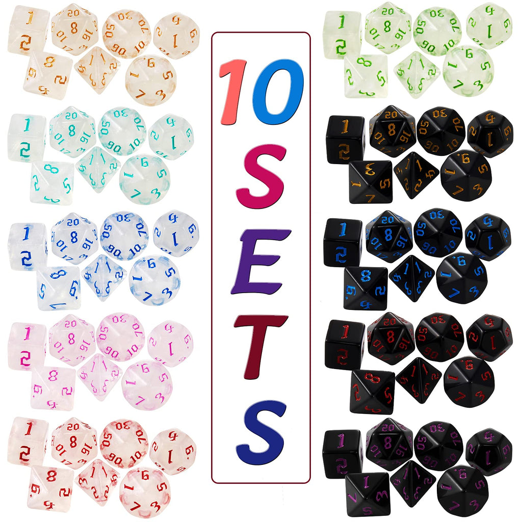 Polyhedral Dice Set, 70 Pcs DND Dice with 10 Pouche