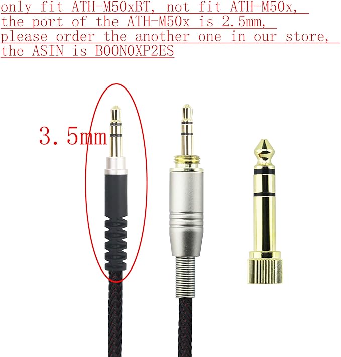 NewFantasia Replacement Audio Upgrade Cable Compatible with Audio-Technica ATH-M50xBT, ATH-AR3BTBK, ATH-SR50BT, ATH-ANC9, ATH-ANC7B, ATH-SR5BTBK, ATH-S700BT Headphones 2meters/6.6ft