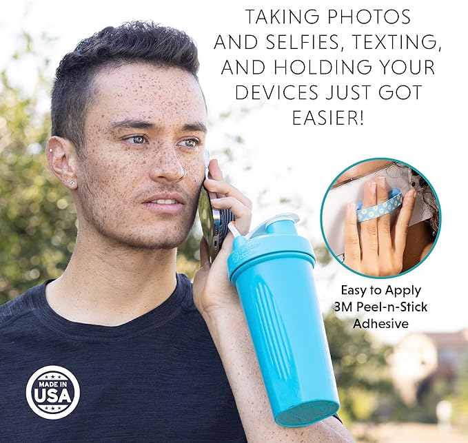 LOVEHANDLE Universal Phone Grip for Smartphones & Mini Tablets - Phone Holder for Hand - Wireless Charging Compatible - Made in The USA - Frenzy
