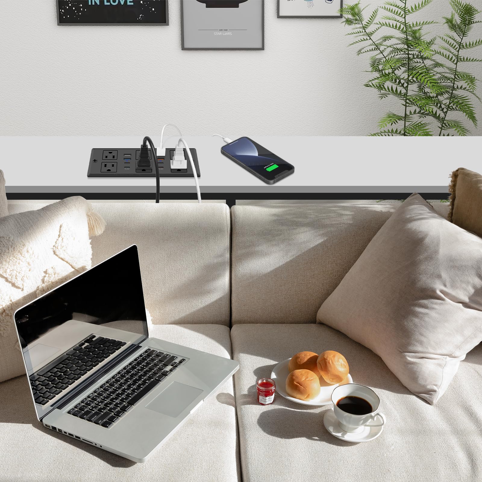 Recessed Power Strip with PD 30W Fast Charging