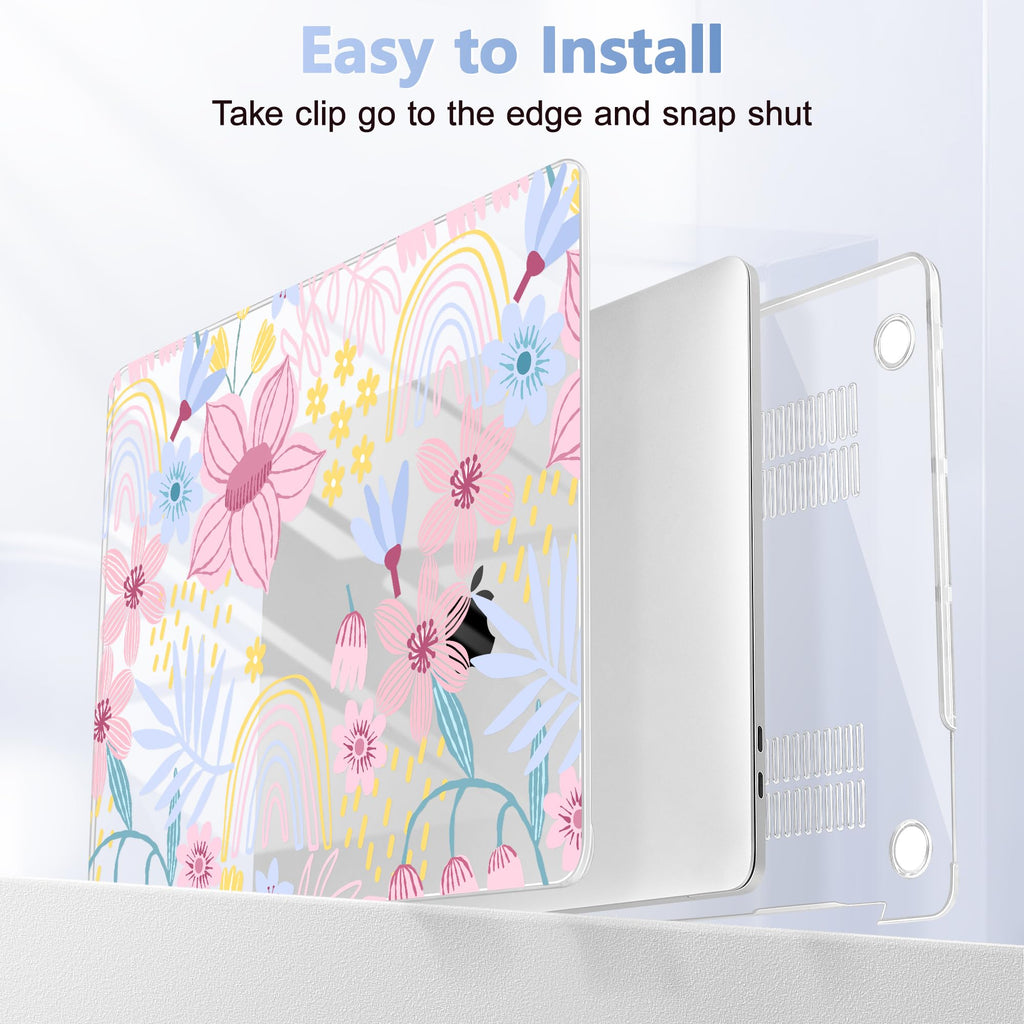 Lepeoac for MacBook Pro 16 inch Case 2019 2020 Release Model A2141, Plastic Hard Shell Cover with Keyboard Cover & Screen Protector for MacBook Pro 16 inch with Touch Bar & Touch ID, Florals