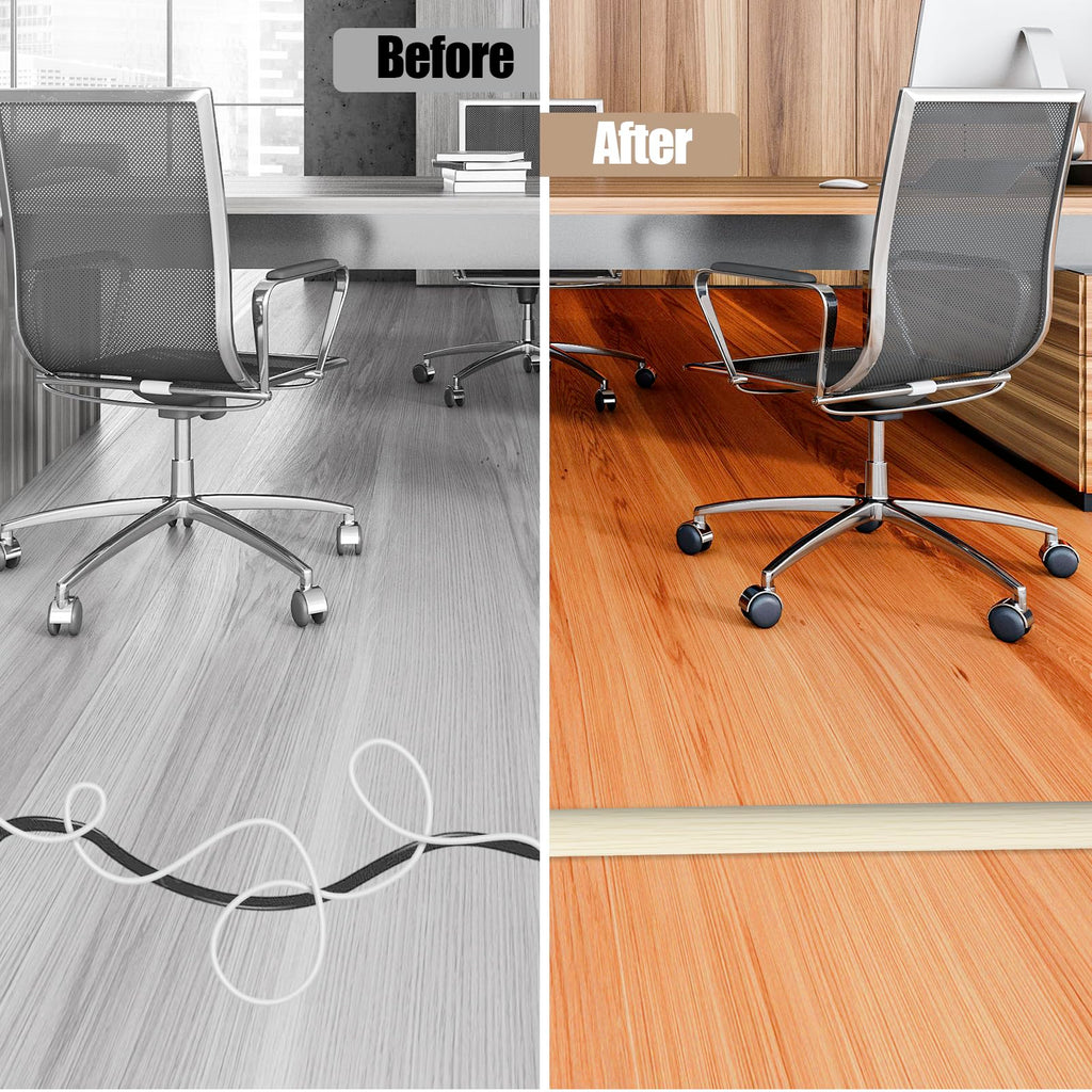 Floor Cord Cover Self Adhesive Cord Hider,3.3FT Cable Management, Extension Strip Protector for Wires, Prevent Cable Trips for Offices, Gyms, Exhibitions Cavity:0.39"(W) x 0.27"(H) Yellow Wood