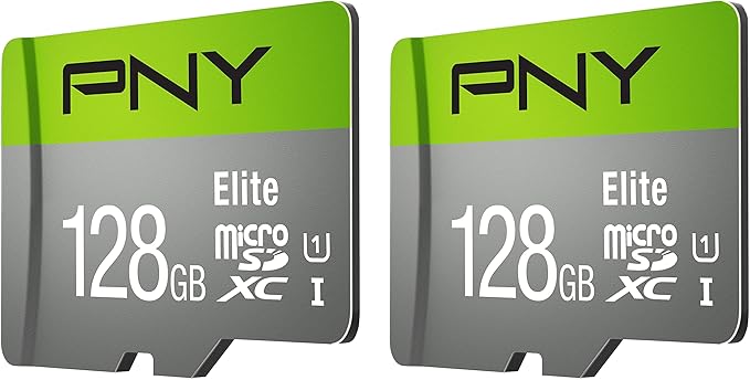 PNY 128GB Elite Class 10 U1 microSDXC Flash Memory Card - 100MB/s, Class 10, U1, Full HD, UHS-I, Micro SD (Pack of 2)