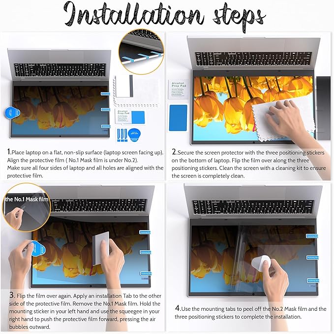 Nano Laptop Privacy Screen 14 Inch 16:10, No Glue Computer Monitor Privacy Shield, Matte Anti Glare Blue Light Filter Compatible with Lenovo Hp Dell Acer Asus Thinkpad Envy Xps