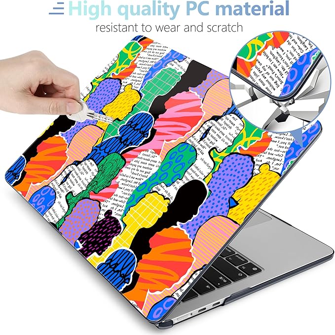 MEEgoodo for M4/M3/M2 MacBook Air 15.3 inch Case 2025 2024 2023, Case Fit Model (A3241/A3114/A2941) for MacBook Air 15 inch, Laptop Hard Shell with Keyboard Cover, Diverse People Abstract Art