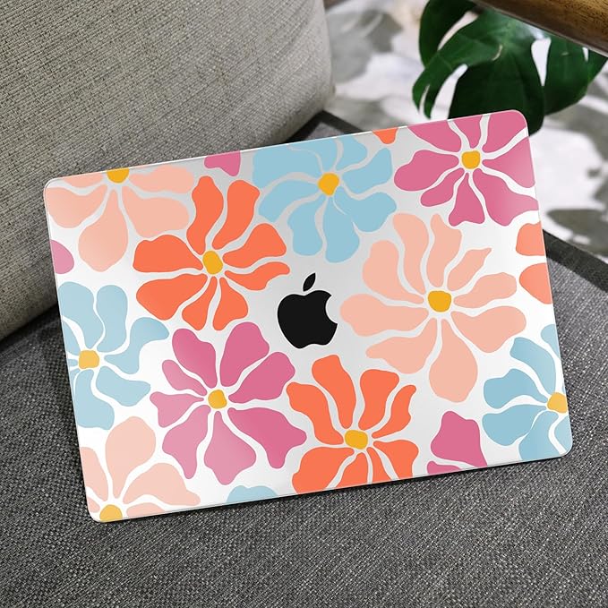 MEEgoodo for MacBook Air 13 inch Case 2021 2020 2019 2018 Released A2337 M1 A2179 A1932 with Touch ID, Plastic Hard Shell & Keyboard Cover Compatible with MacBook Air Case 13.3,Minimalist Style Floral