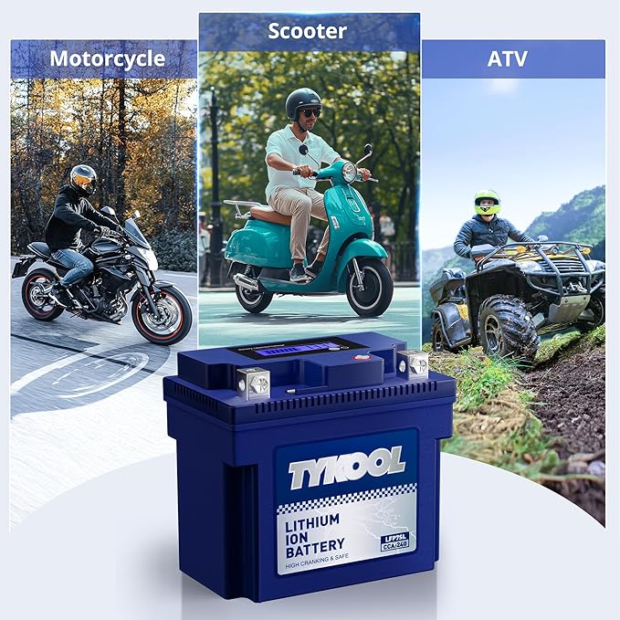 TYKOOL YTZ7S / YTX7L Lithium LiFePO4 Motorcycle Battery, 12 V 4 Ah,240 CCA,Built in BMS, Powersports Battery, for ATV,UTV,Jet Ski,Personal Watercraft,Snowmobile,Quad,Riding Lawn Mower, Tractors