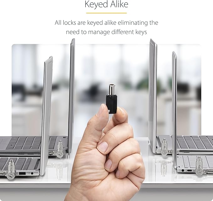 StarTech.com 25-Pack Universal Laptop Lock 6.6ft (2m), Keyed Alike Security Cable, Compatible with Noble Wedge/Nano/K-Slot, TAA