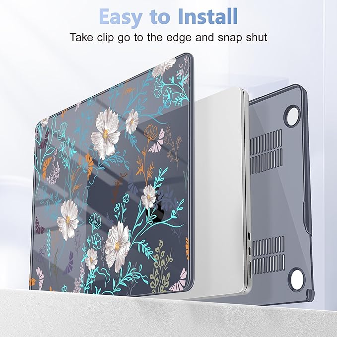 Case for MacBook Air 15 Inch 2025 2024 2023 Release M4 A3241 M3 A3114 M2 A2941, Hard Shell with Screen Protector & Keyboard Cover, Compatible with Touch ID, Rustic Flowers