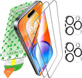 Full Edge Coverage 9H+ Glass 2 Pack+2 Camera lens cover for iPhone 16 Pro Max Screen Protector (12FT Military Grade Shatterproof) for 16 ProMax Tempered HD Clear Anti-Scratch 6.9