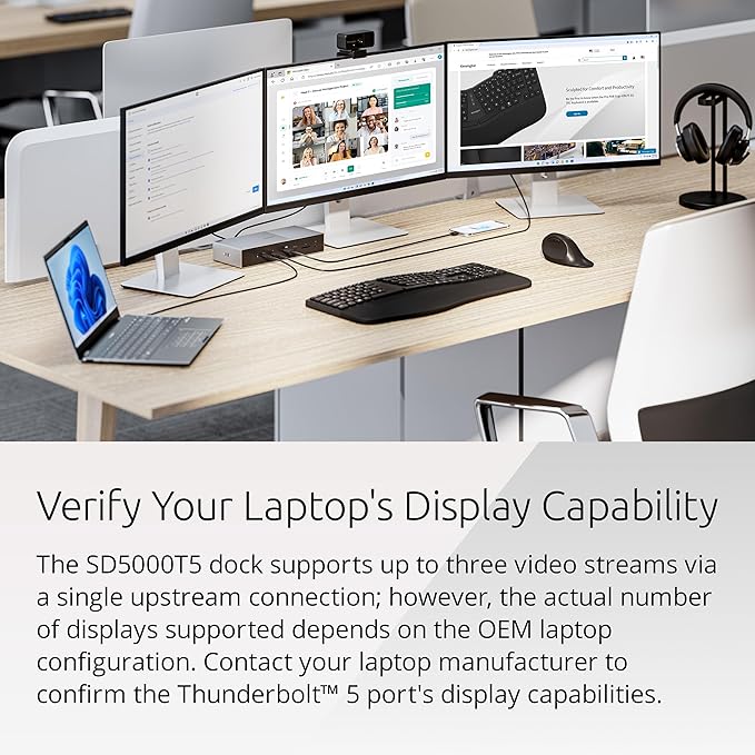 Kensington SD5000T5 Thunderbolt 5 Docking Station – Dual Display for MacBooks M1/M2/M3/M4 Pro and Max; Triple Display for Windows TB5; TB4 Compatible, 140W Power Delivery (K35201NA)