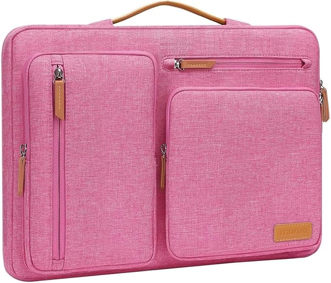 MOSISO 360 Protective Laptop Case 16 inch, 15-15.6 inch Laptop Sleeve Compatible with MacBook Pro 16, HP, Acer, Dell, Lenovo, ASUS, Side Open Carrying Case with 4 Zipper Pockets&Handle, Rose Red