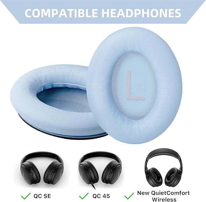 Replacement Ear Pads for Bose QuietComfort 45 (QC45)/QuietComfort SE (QC SE)/New QuietComfort Wireless Over Ear Headphones, Earpads Cushions with Softer Leather and Thicker Memory Foam
