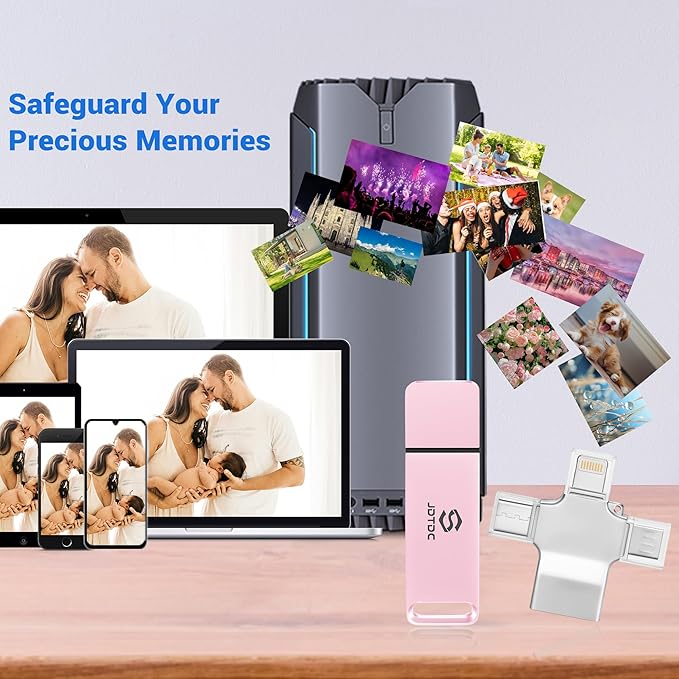 Photo-Storage-Stick 512GB Secure Auto Backup Photo Stick for All Devices | Smart Detection & Organization | Picture-Saver-Flash-Drive Easy-Photo & Video Memory-Backup-Thumb-Drive iPad-Backup-USB-Drive