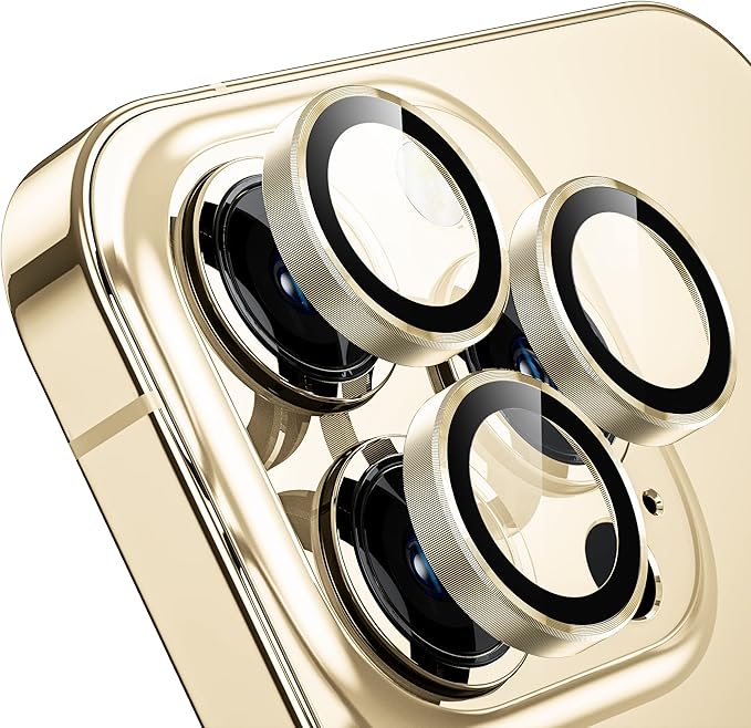 WSKEN for iPhone 14 Pro/iPhone 14 Pro Max Camera Lens Protector,[Night Shooting Mode] HD Tempered Metal Glass Camera Screen Protector Cover Film Accessories, Gold