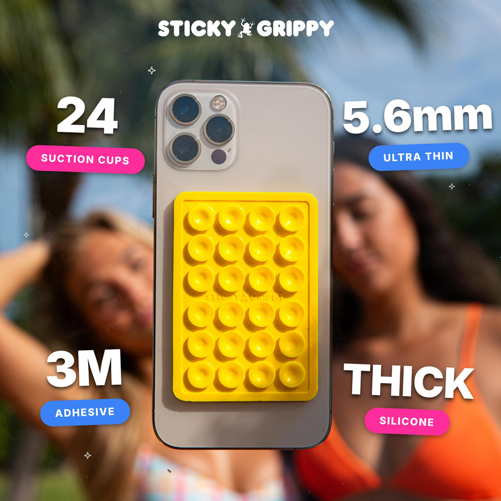 StickyGrippy Suction Phone Case Mount, Sillicon Adhesive Phone Accessory for iPhone and Android, Hands-Free Strong Grip Mirror Shower Phone Holder, Tiktok Videos and Selfies (Green)